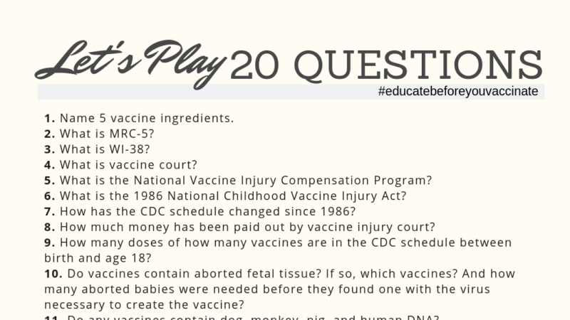 20 Questions to Answer Prior to Vaccination