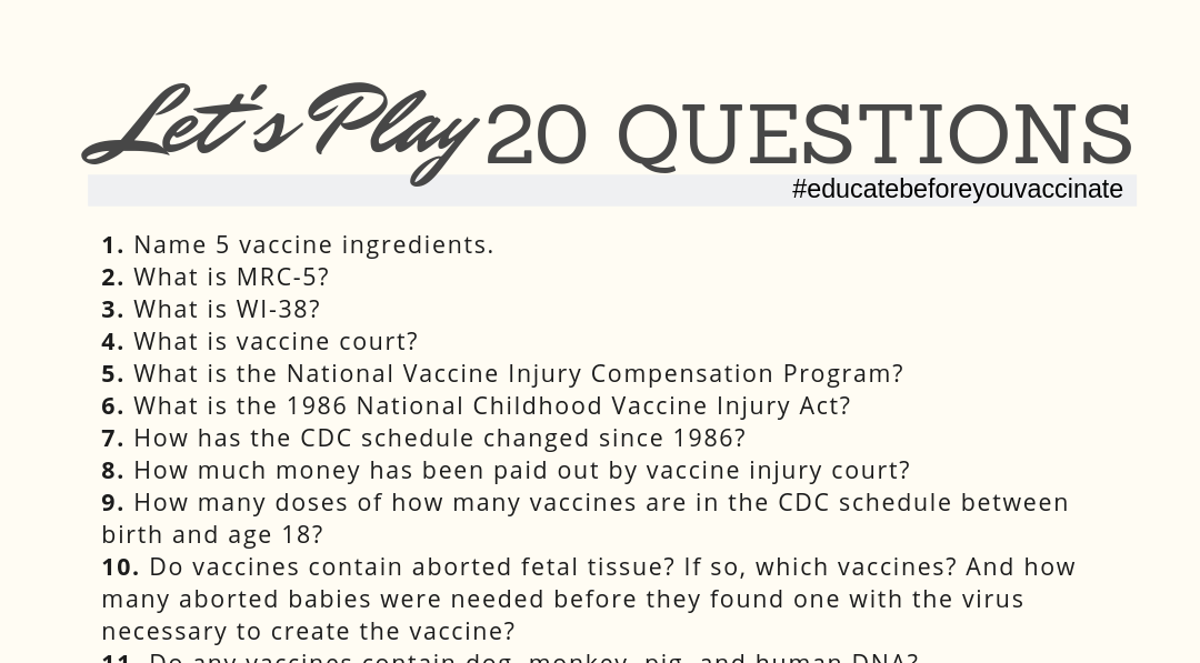 20 Questions to Answer Prior to Vaccination