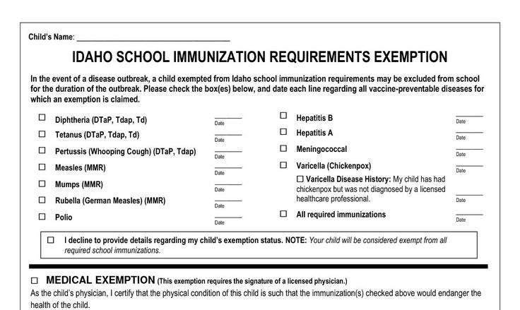 Idaho Vaccine Exemptions for School